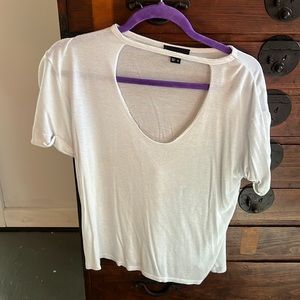 White and silver striped tee